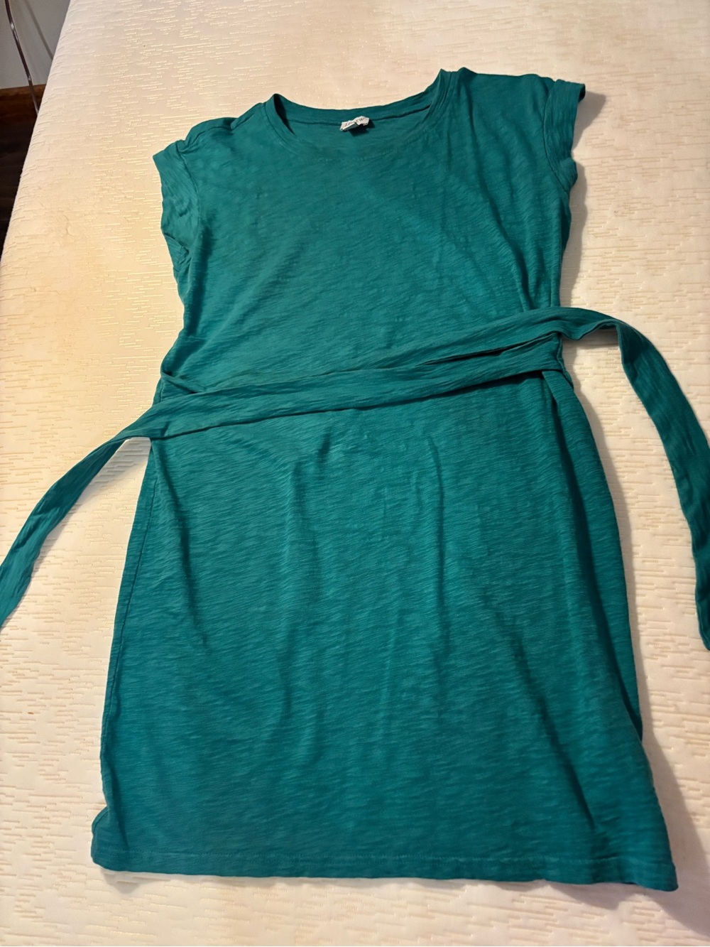 J. Crew Teal Cap-Sleeve Tie-Waist Dress - Women